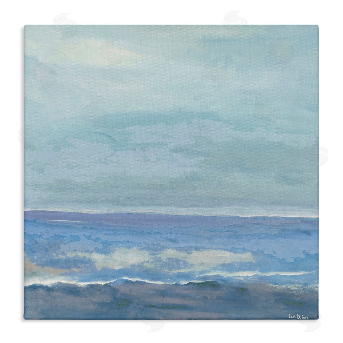 Lori Dubois Ocean Water Landscape Abstraction Blue Layered Waves Stretched Canvas Wall Art Print