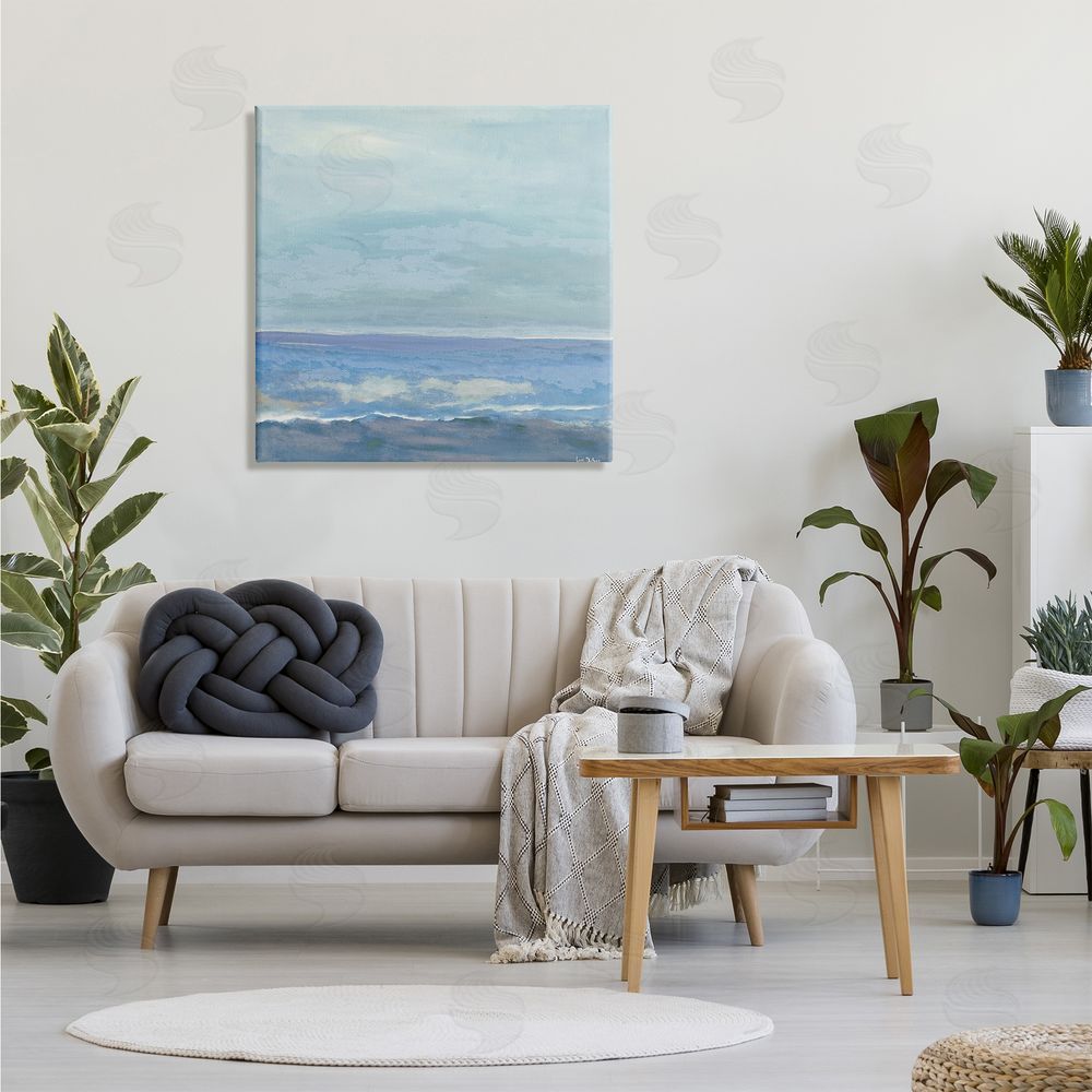 Lori Dubois Ocean Water Landscape Abstraction Blue Layered Waves Canvas Wall Art in Room