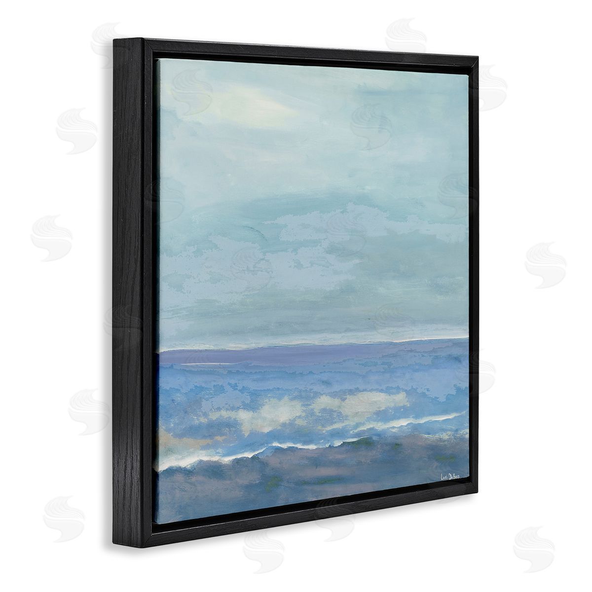 Lori Dubois Ocean Water Landscape Abstraction Blue Layered Waves Black Floating Frame Canvas Wall Art Print