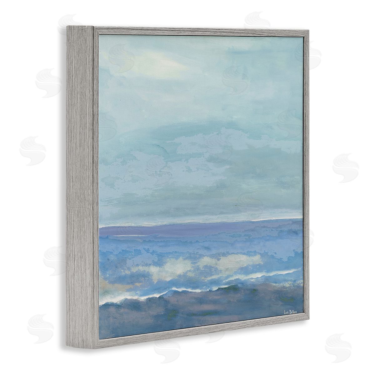 Lori Dubois Ocean Water Landscape Abstraction Blue Layered Waves Gray Framed Glicee Wall Art Print