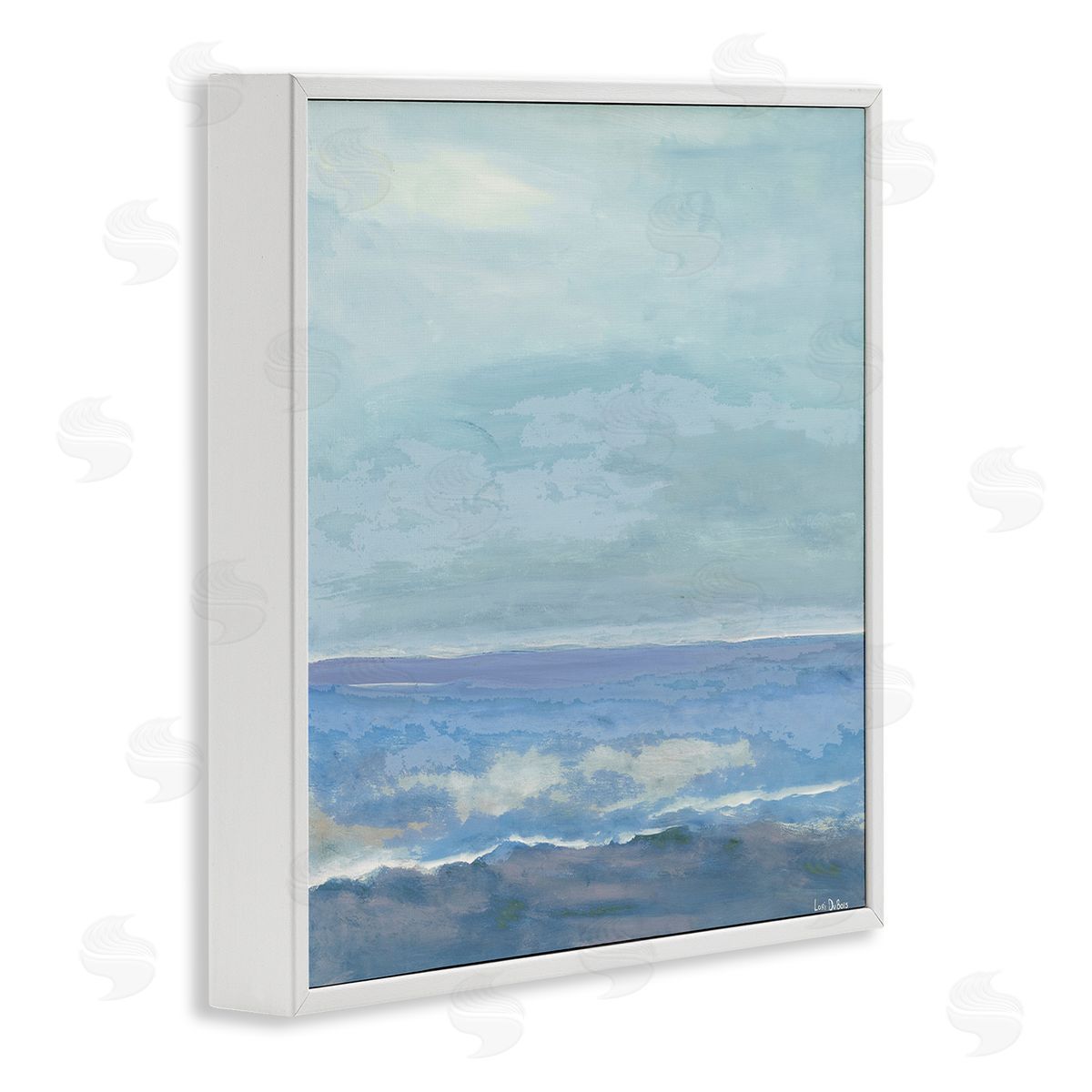 Lori Dubois Ocean Water Landscape Abstraction Blue Layered Waves White Framed Glicee Wall Art Print