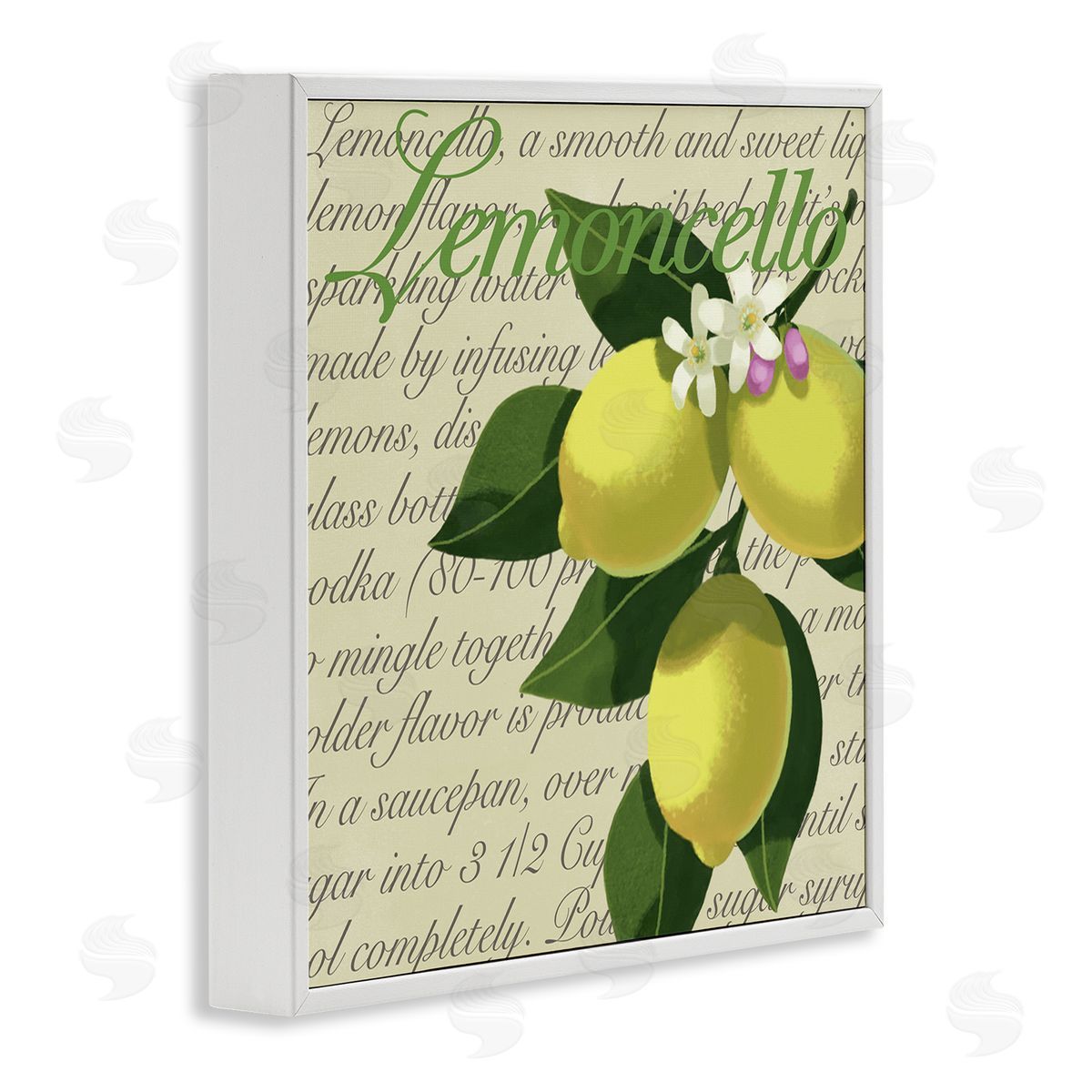 Sally Springer Griffith Lemoncello Text Blooming Floral Lemon Branch Traditional Script White Framed Glicee Wall Art Print