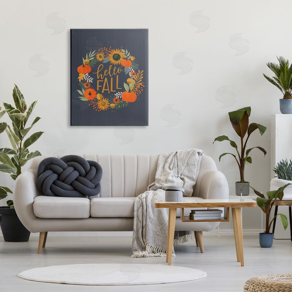 Loni Harris Hello Fall Autumn Greeting Sunflower Pumpkin Wreath