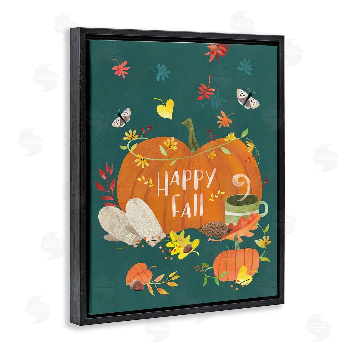 Laura Watson Happy Fall Greeting Plump Orange Pumpkin Festive Moths