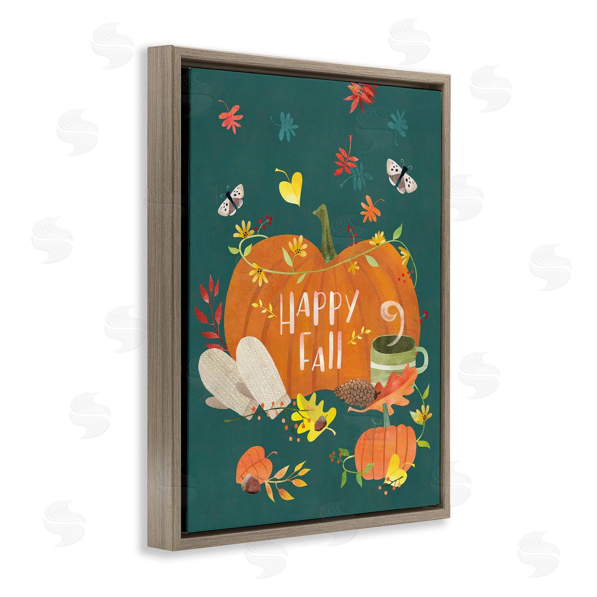 Laura Watson Happy Fall Greeting Plump Orange Pumpkin Festive Moths