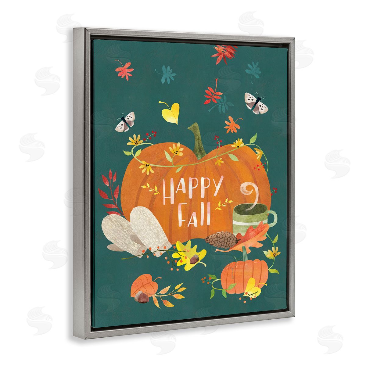 Laura Watson Happy Fall Greeting Plump Orange Pumpkin Festive Moths