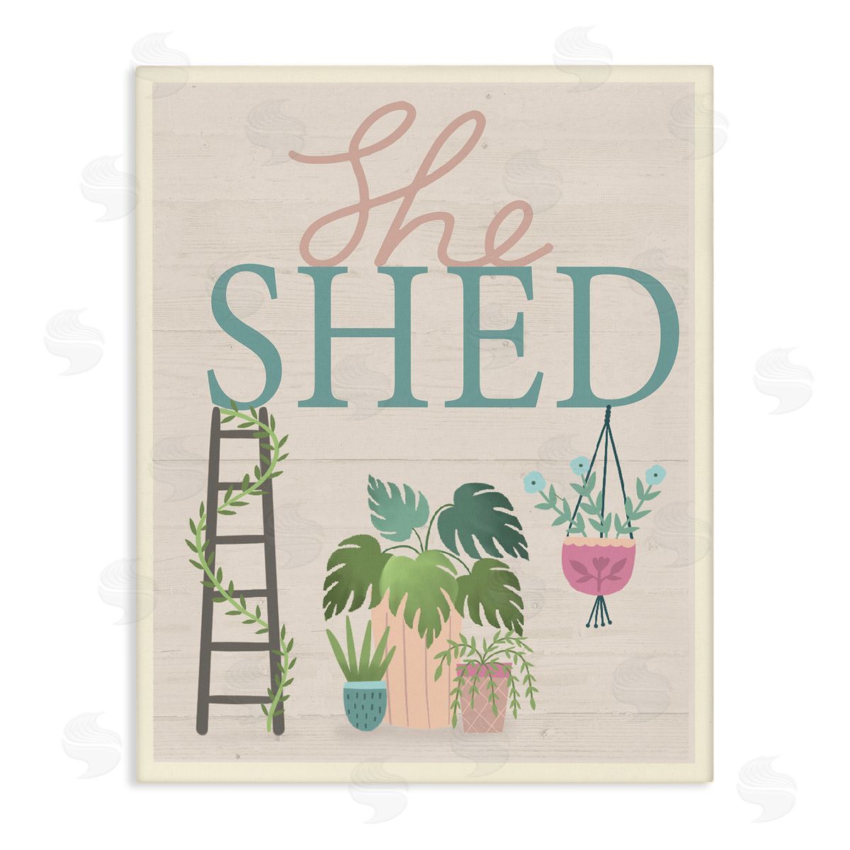 Louise Allen Designs She Shed Sign Tropical Plants Ladder and Green Vines