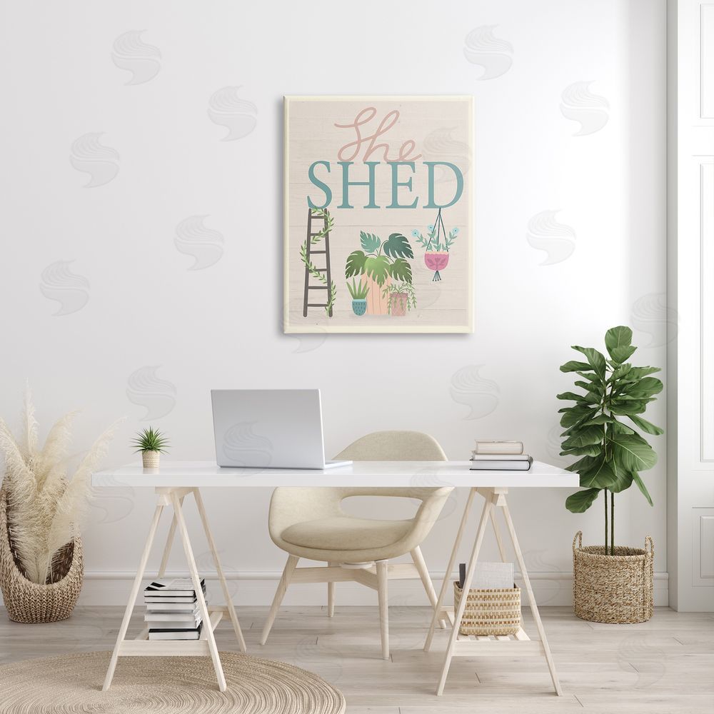 Louise Allen Designs She Shed Sign Tropical Plants Ladder and Green Vines