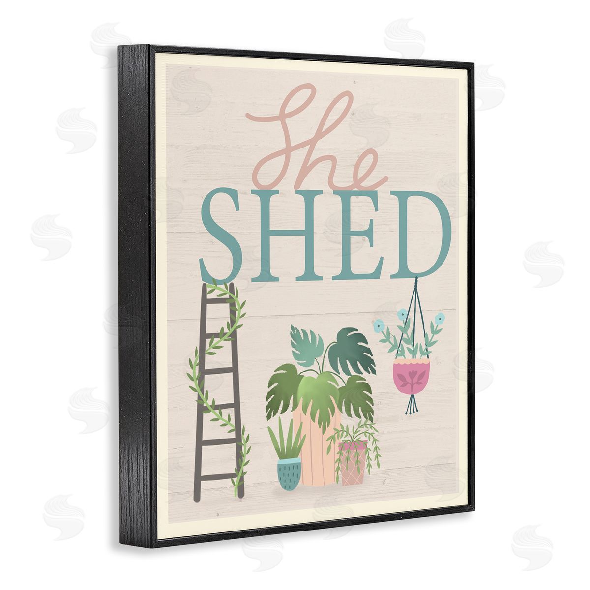 Louise Allen Designs She Shed Sign Tropical Plants Ladder and Green Vines