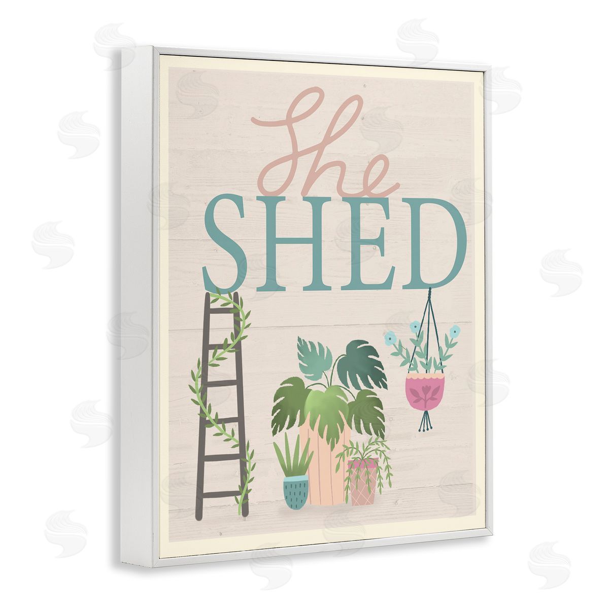 Louise Allen Designs She Shed Sign Tropical Plants Ladder and Green Vines