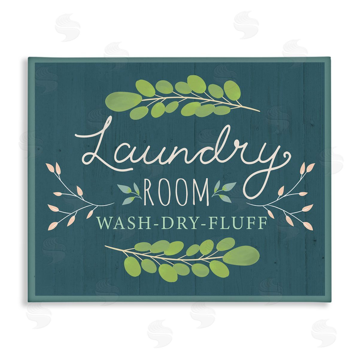 Louise Allen Designs Laundry Room Eucalyptus Branches Blue Rustic Pattern
