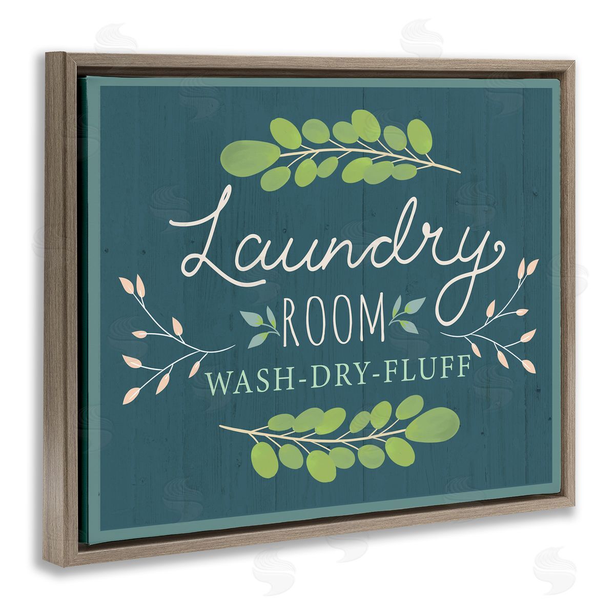 Louise Allen Designs Laundry Room Eucalyptus Branches Blue Rustic Pattern