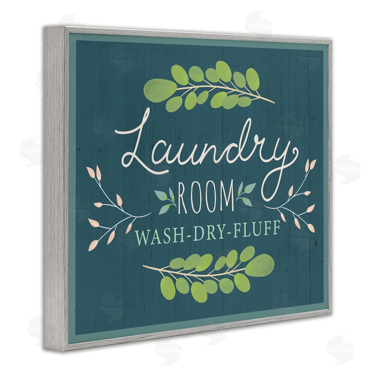 Louise Allen Designs Laundry Room Eucalyptus Branches Blue Rustic Pattern