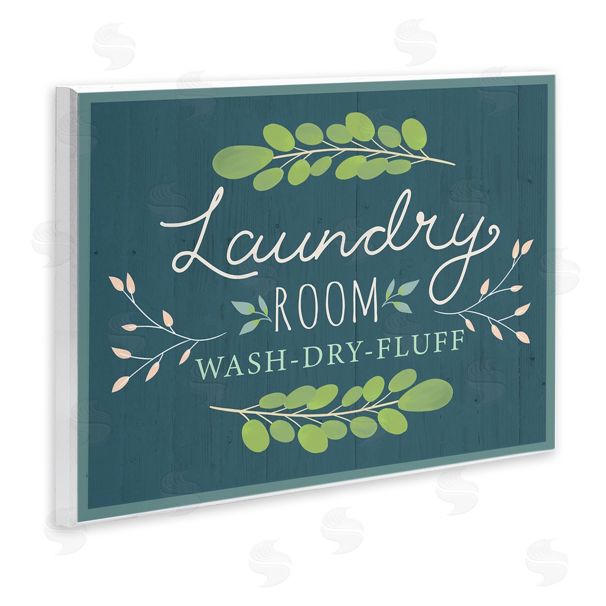 Louise Allen Designs Laundry Room Eucalyptus Branches Blue Rustic Pattern