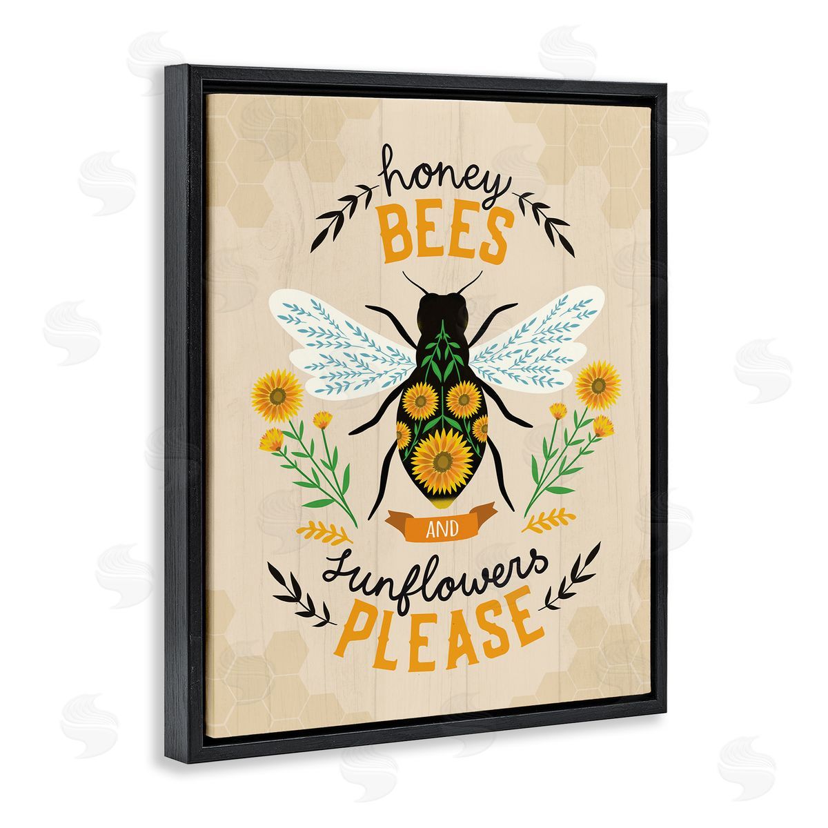 Louise Allen Designs Honey Bees Sunflowers Please Spring Garden Floral Phrase
