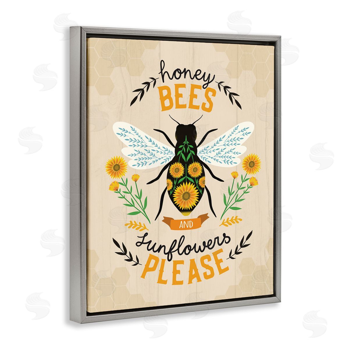 Louise Allen Designs Honey Bees Sunflowers Please Spring Garden Floral Phrase