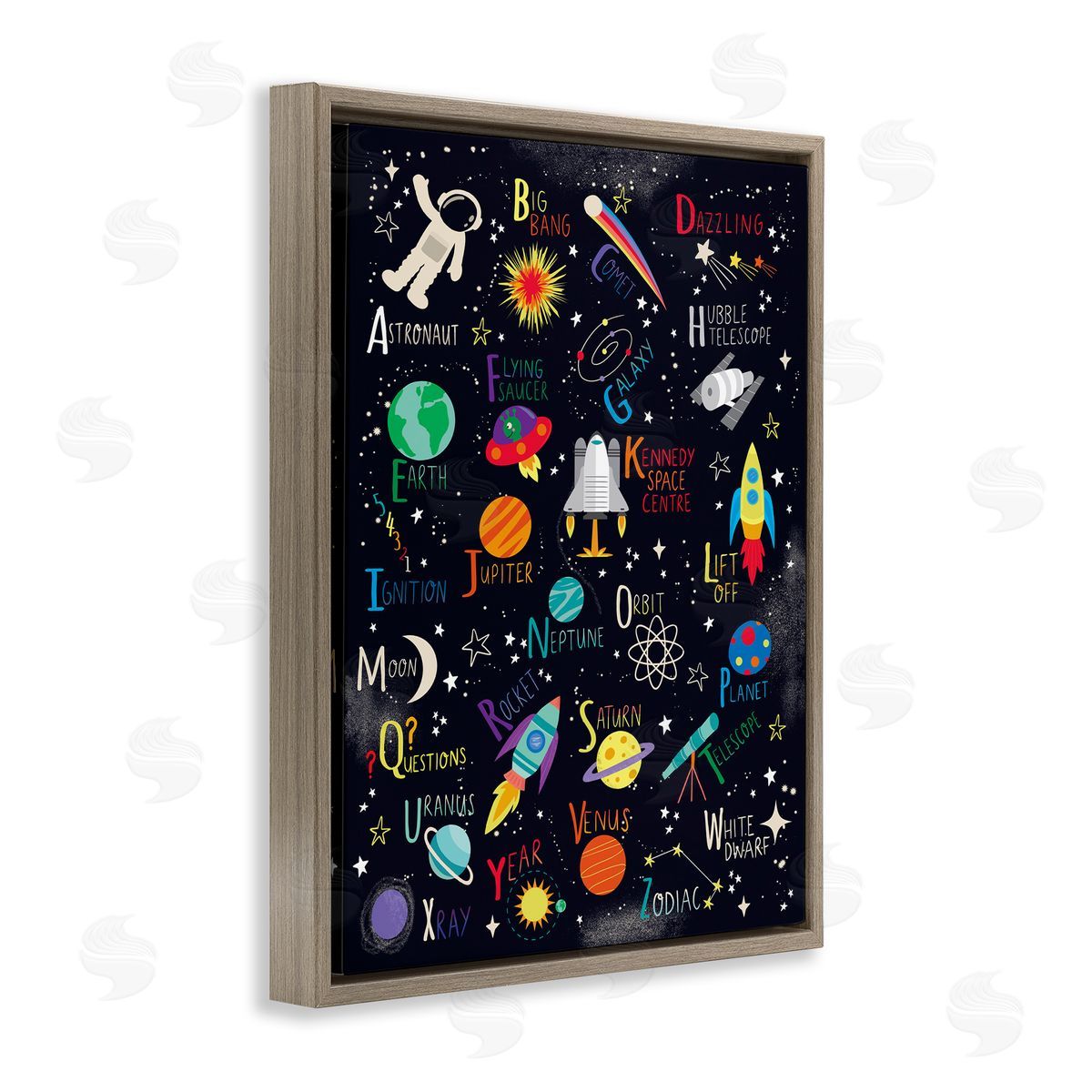 Louise Allen Designs Outer Space Fun Alphabet Kid's ABC Typography 