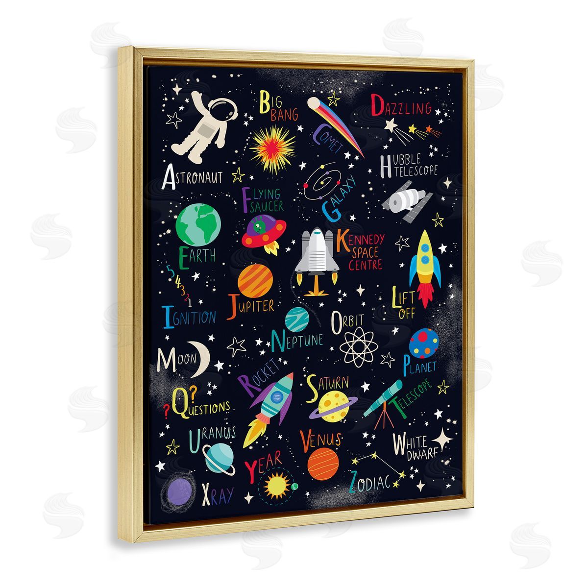 Louise Allen Designs Outer Space Fun Alphabet Kid's ABC Typography 