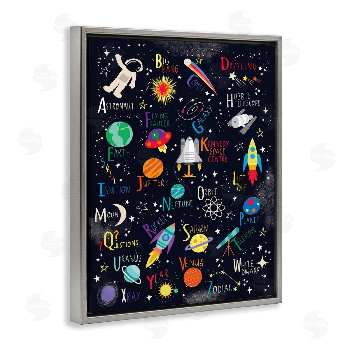 Louise Allen Designs Outer Space Fun Alphabet Kid's ABC Typography 