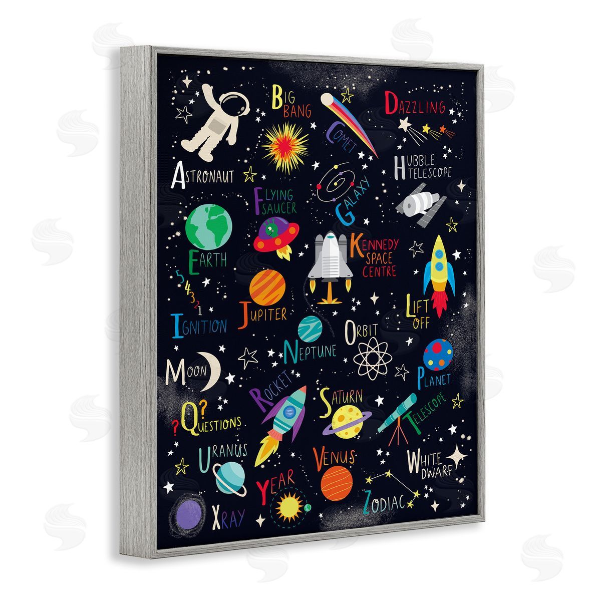 Louise Allen Designs Outer Space Fun Alphabet Kid's ABC Typography 