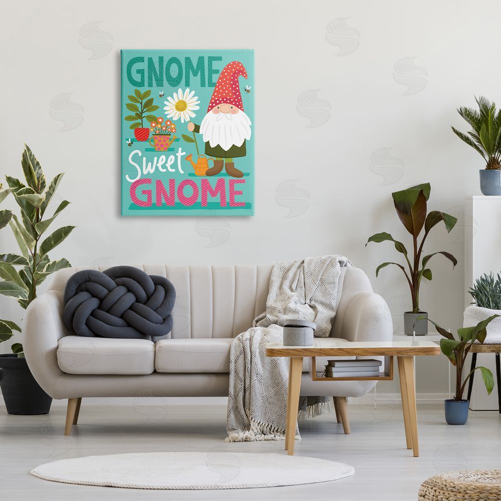 Lisa Perry Whitebutton Gnome Sweet Gnome Pun White Daisy Garden Elf