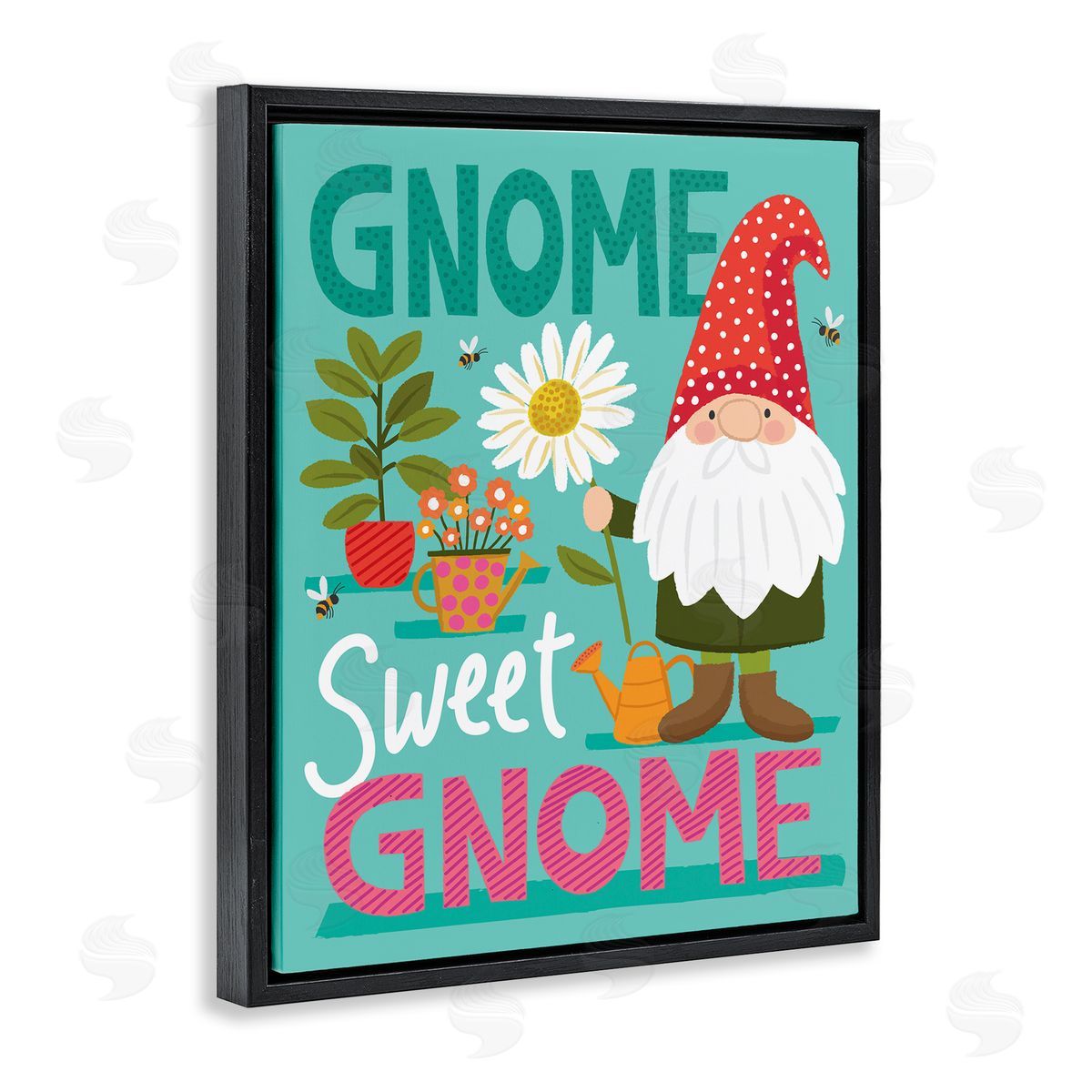 Lisa Perry Whitebutton Gnome Sweet Gnome Pun White Daisy Garden Elf