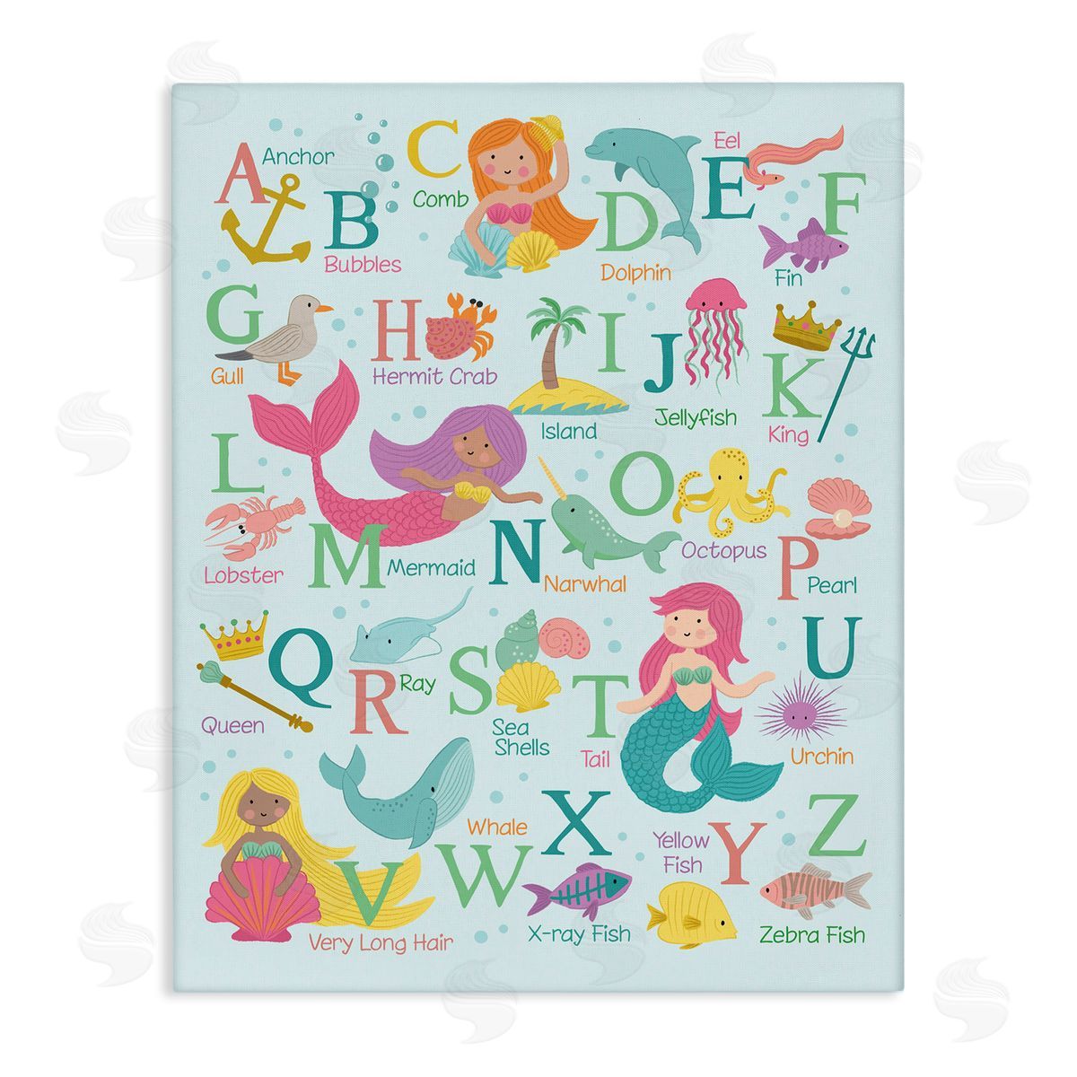 Lisa Perry Whitebutton Kid's Mermaid Alphabet Beach Fantasy ABC Typography