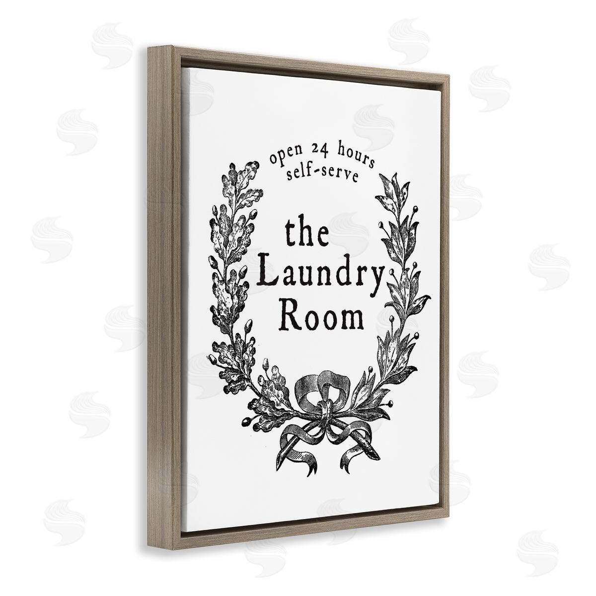 Lettered and Lined 24 Hour Self-Serve Laundry Room Sign Vintage Wreath