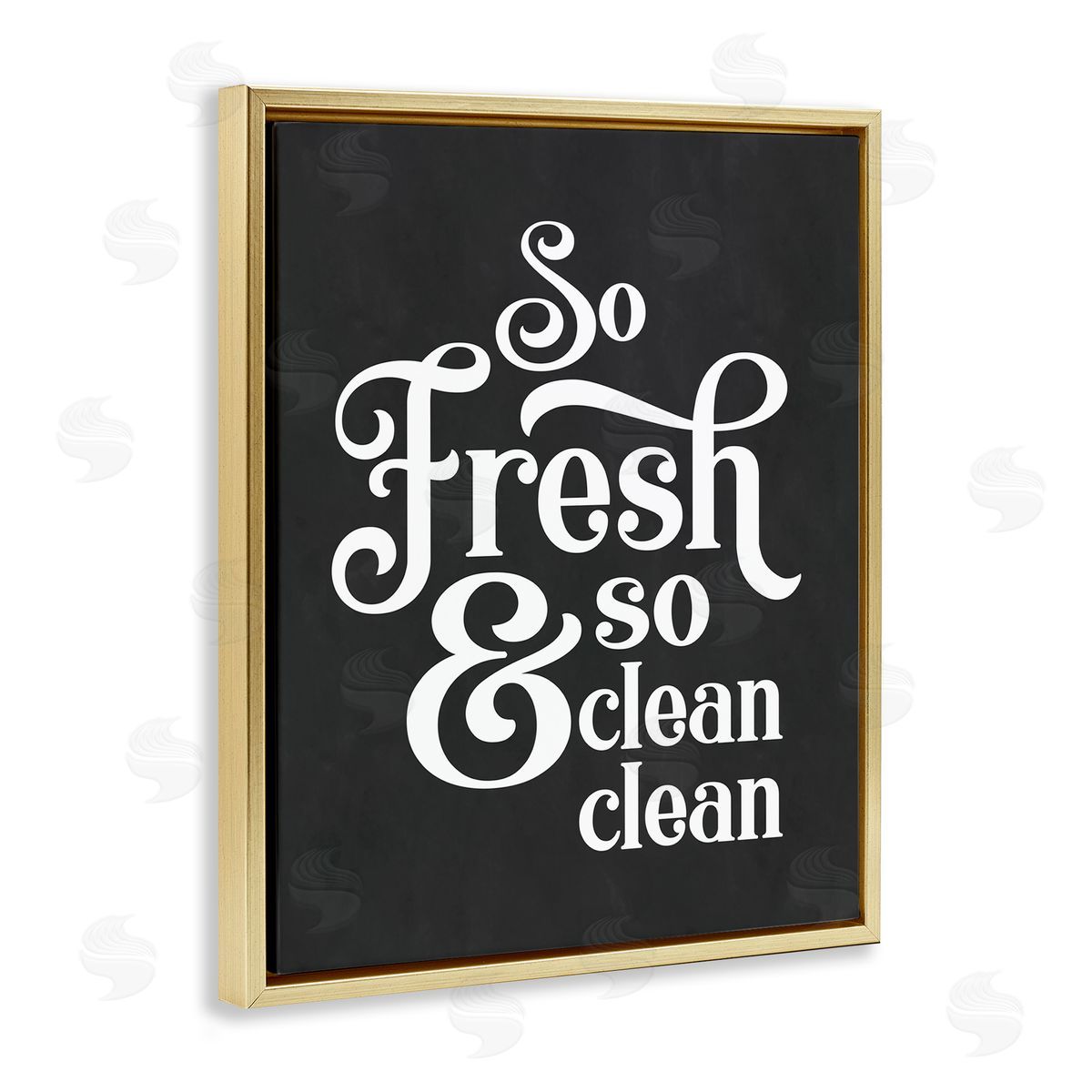 So Fresh & Clean Laundry Phrase Gold Floating Frame Canvas Wall Art, Home Decor by Lettered and Lined