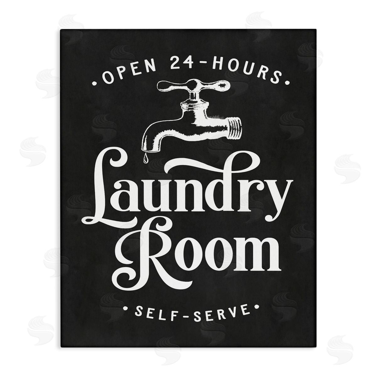 Lettered and Lined Laundry Room Self-Service Sign Vintage Faucette Illustration