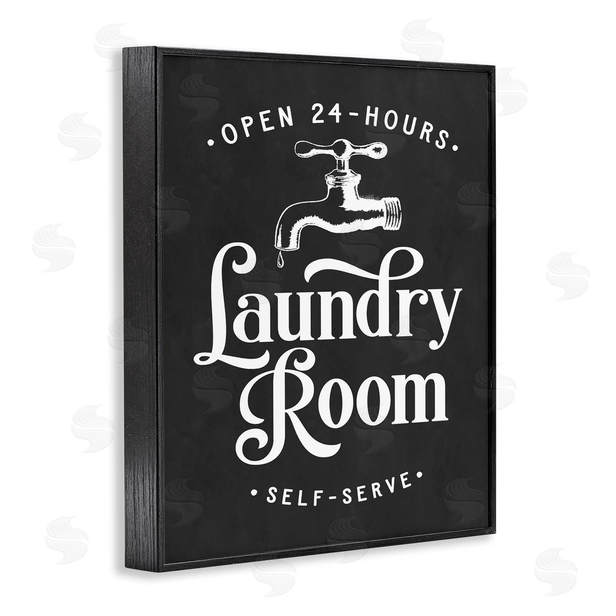 Lettered and Lined Laundry Room Self-Service Sign Vintage Faucette Illustration