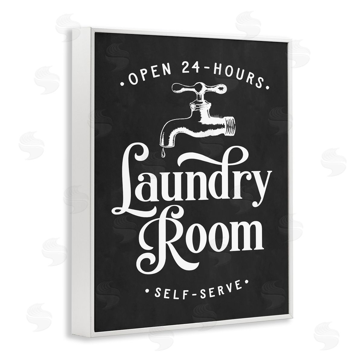 Lettered and Lined Laundry Room Self-Service Sign Vintage Faucette Illustration
