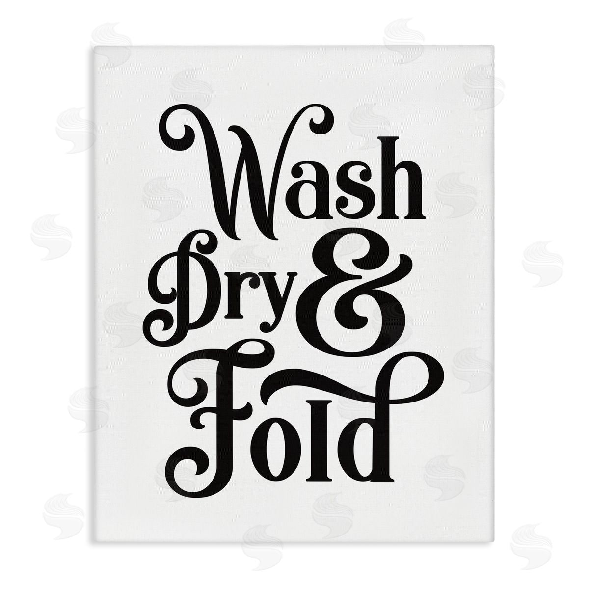 Lettered and Lined Laundry Wash Dry & Fold Phrase Minimal White Black