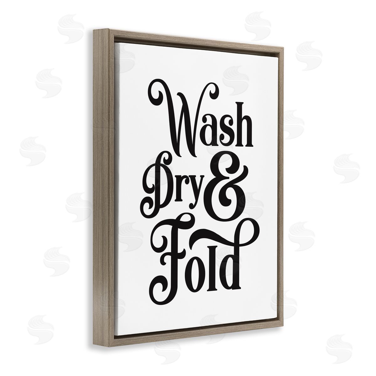 Lettered and Lined Laundry Wash Dry & Fold Phrase Minimal White Black