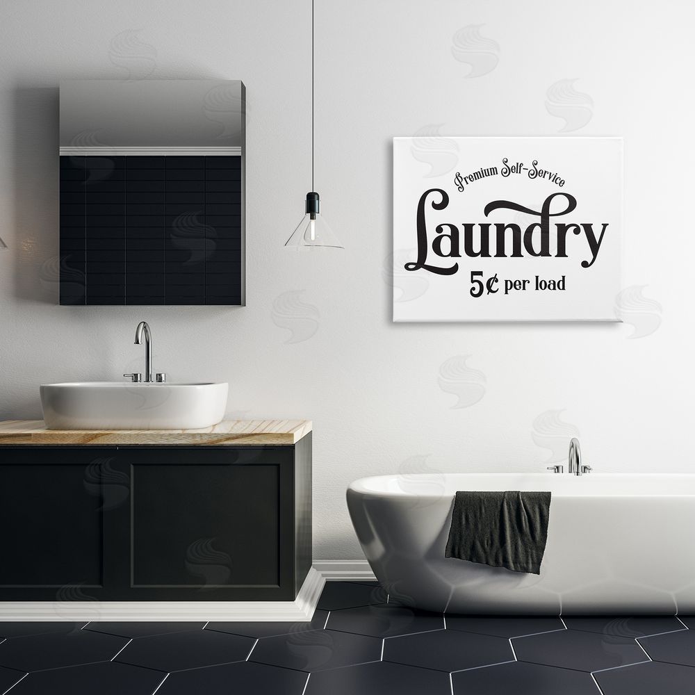 Lettered and Lined Premium Laundry Sign Vintage Advertisement Minimal Typography