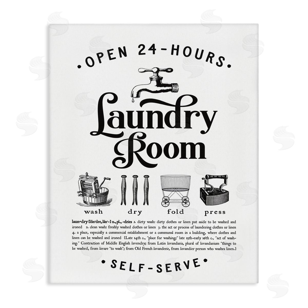 Lettered and Lined Vintage Laundry Room Definition Wash Dry Fold