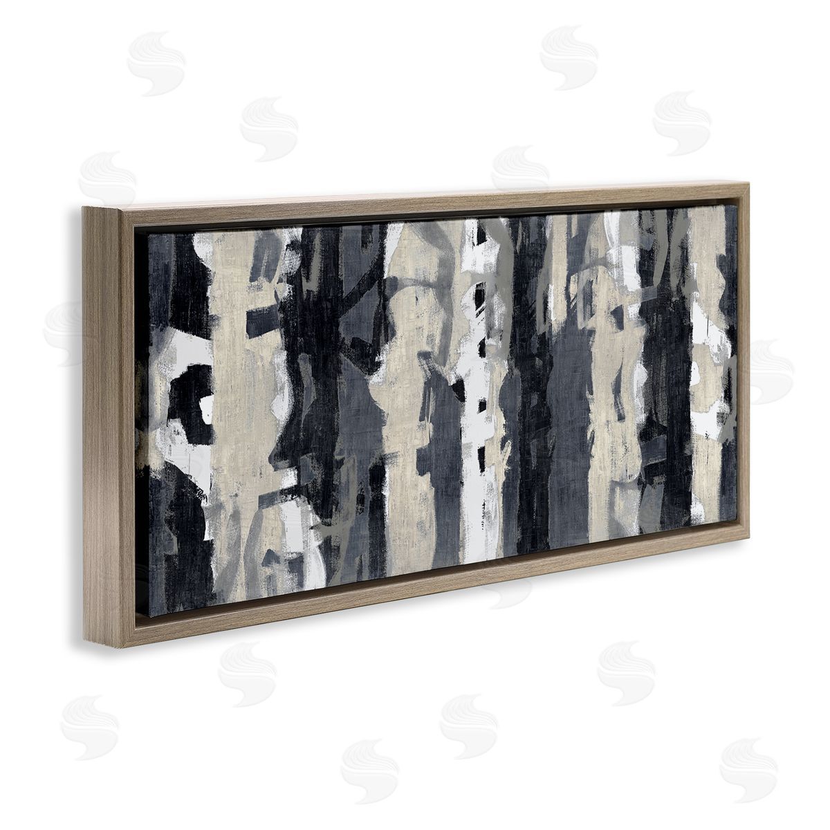Max Hansen Modern Busy Abstraction Grey Beige Black Messy Stripes