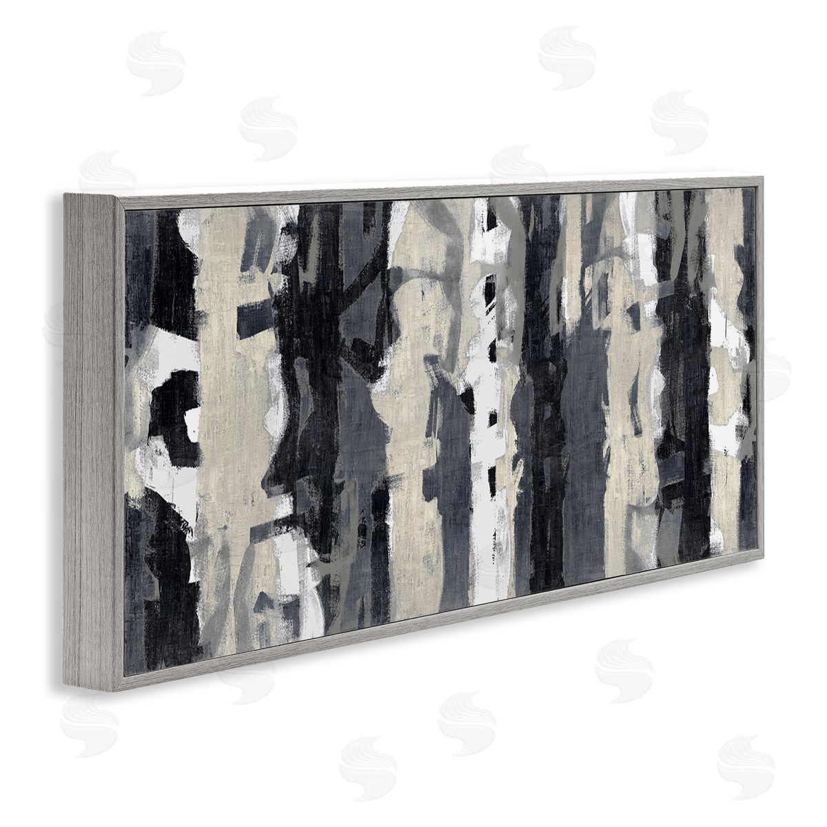Max Hansen Modern Busy Abstraction Grey Beige Black Messy Stripes