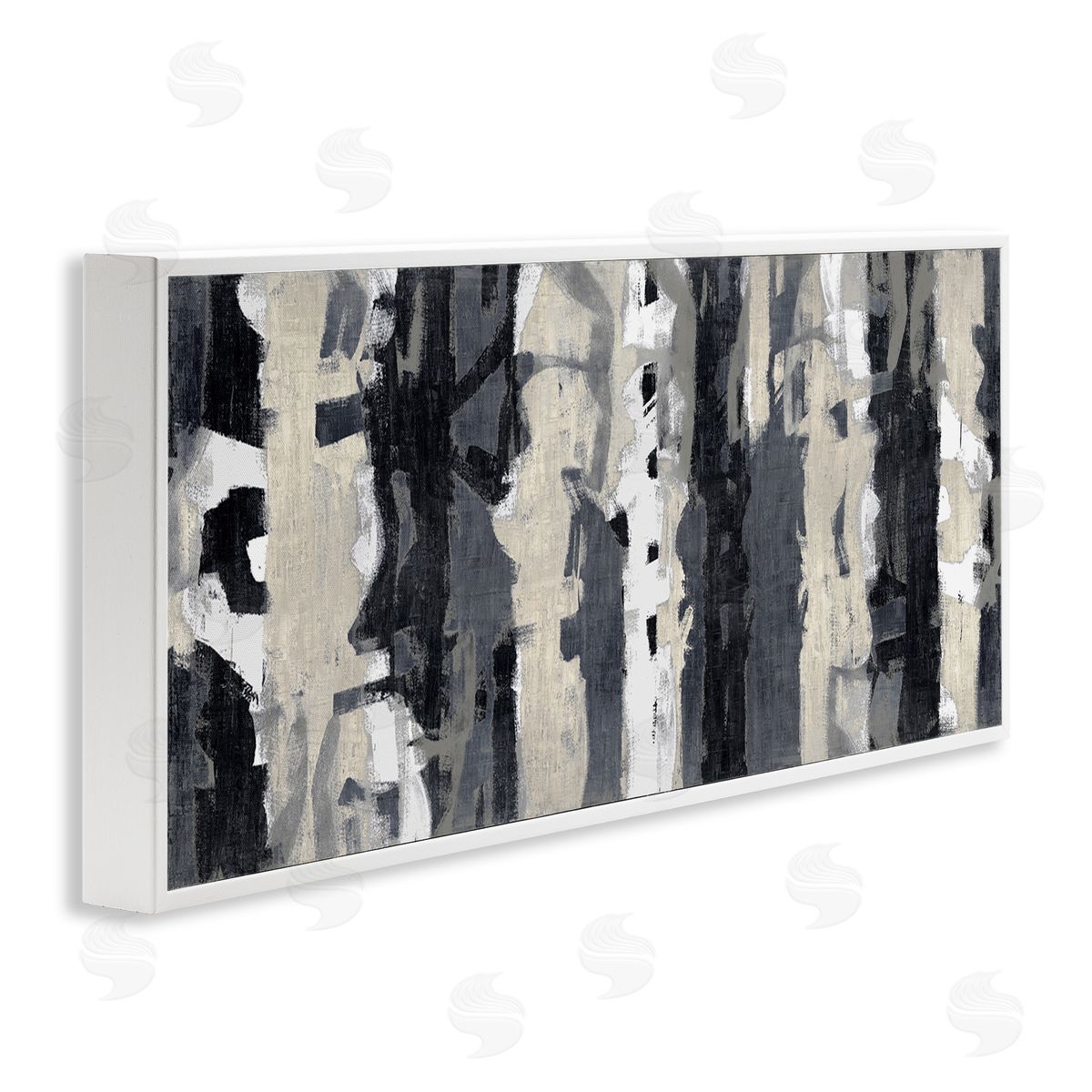 Max Hansen Modern Busy Abstraction Grey Beige Black Messy Stripes
