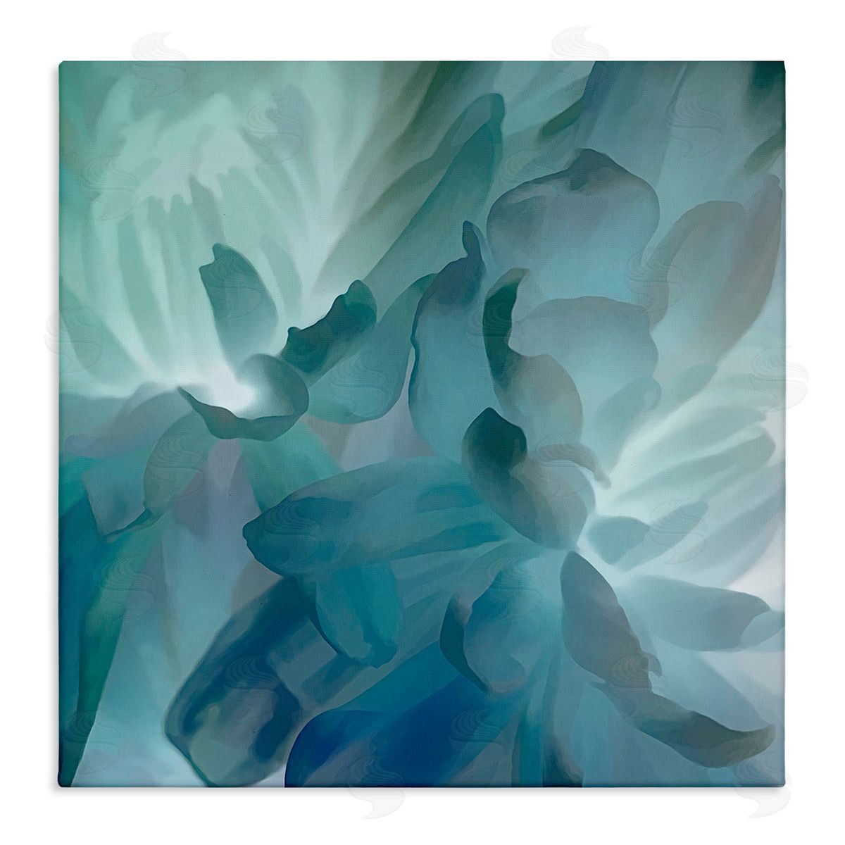 David Pollard Blue Flower Petal Abstraction Cool Tone Florals Stretched Canvas Wall Art Print