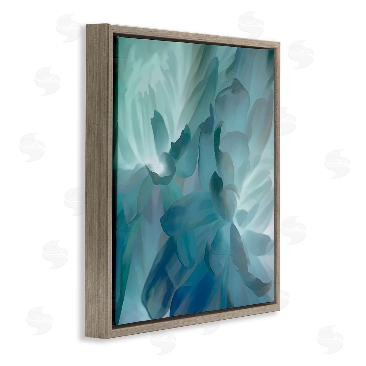 David Pollard Blue Flower Petal Abstraction Cool Tone Florals Brown Floating Frame Canvas Wall Art Print
