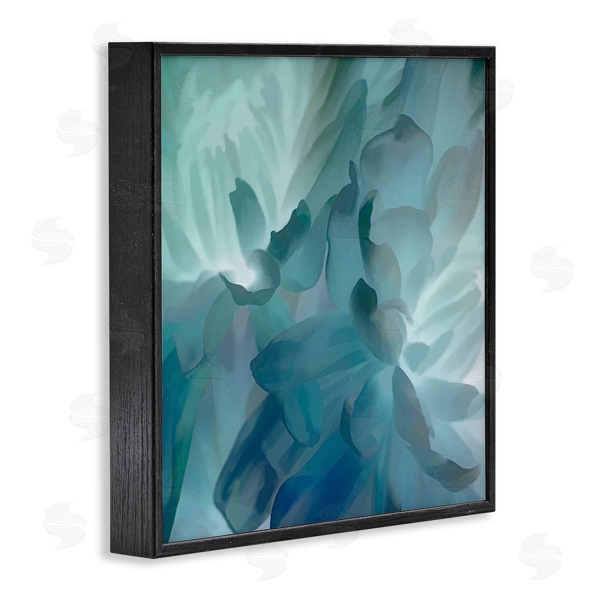 David Pollard Blue Flower Petal Abstraction Cool Tone Florals Black Framed Glicee Wall Art Print