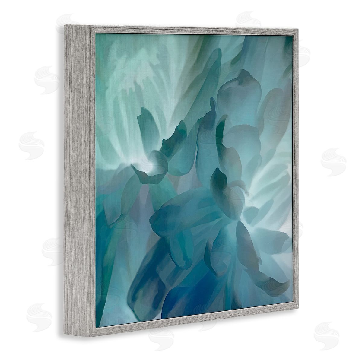 David Pollard Blue Flower Petal Abstraction Cool Tone Florals Gray Framed Glicee Wall Art Print