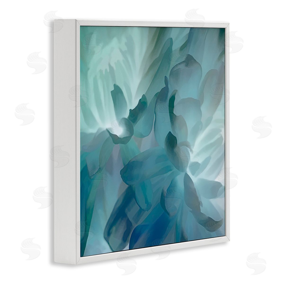 David Pollard Blue Flower Petal Abstraction Cool Tone Florals White Framed Glicee Wall Art Print
