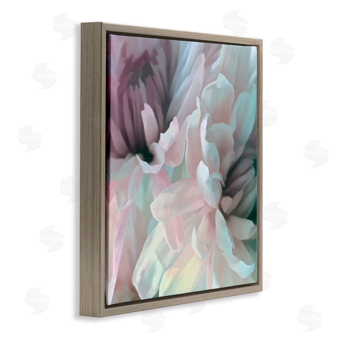 David Pollard Pink Floral Petal Study Blush Tone Flowers Brown Floating Frame Canvas Wall Art Print