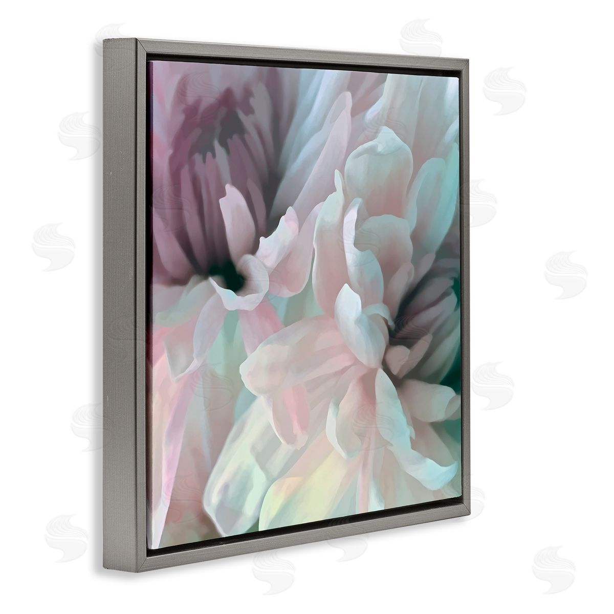 David Pollard Pink Floral Petal Study Blush Tone Flowers Gray Floating Frame Canvas Wall Art Print