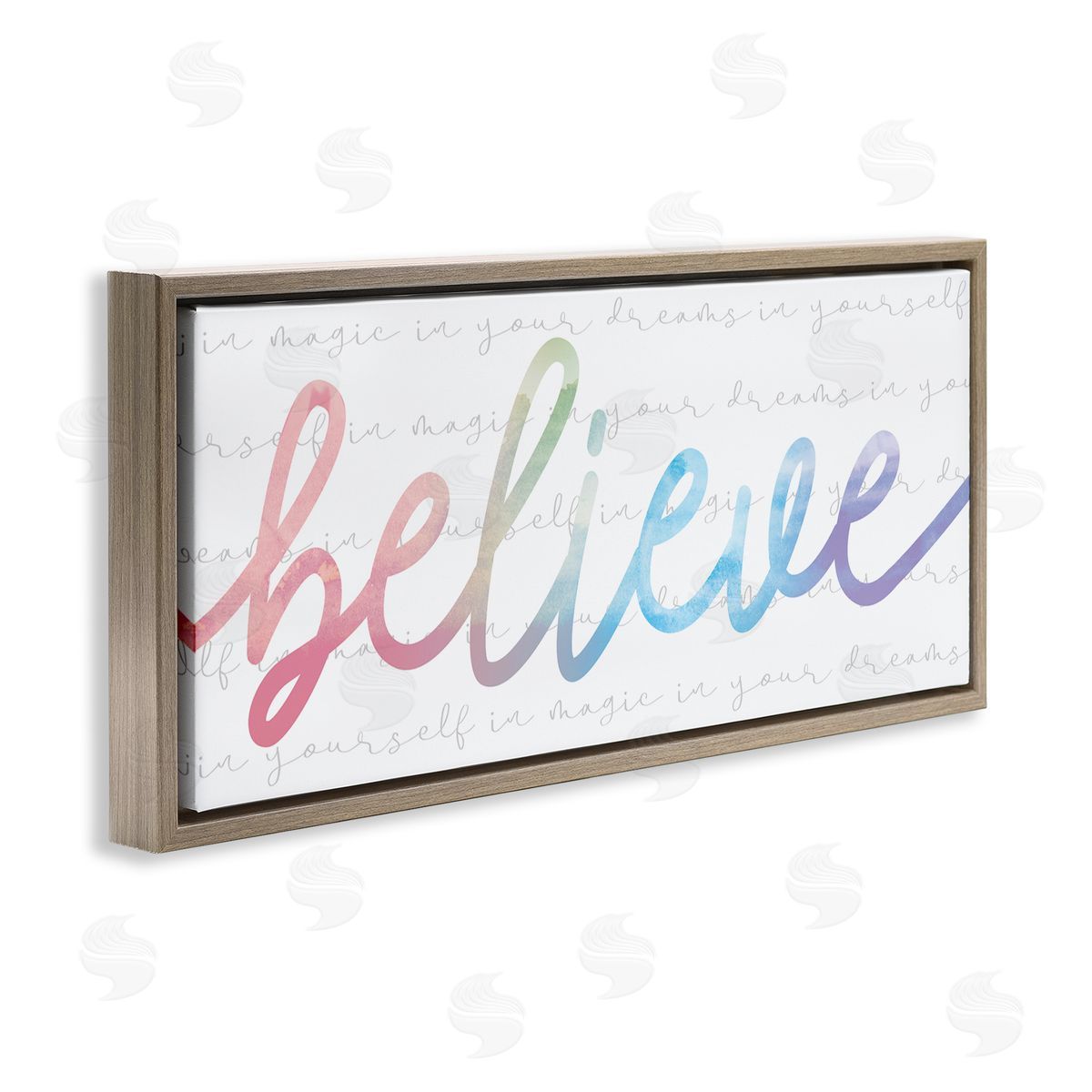 Stupell Studio Believe Rainbow Text over Muted Motivational Phrase