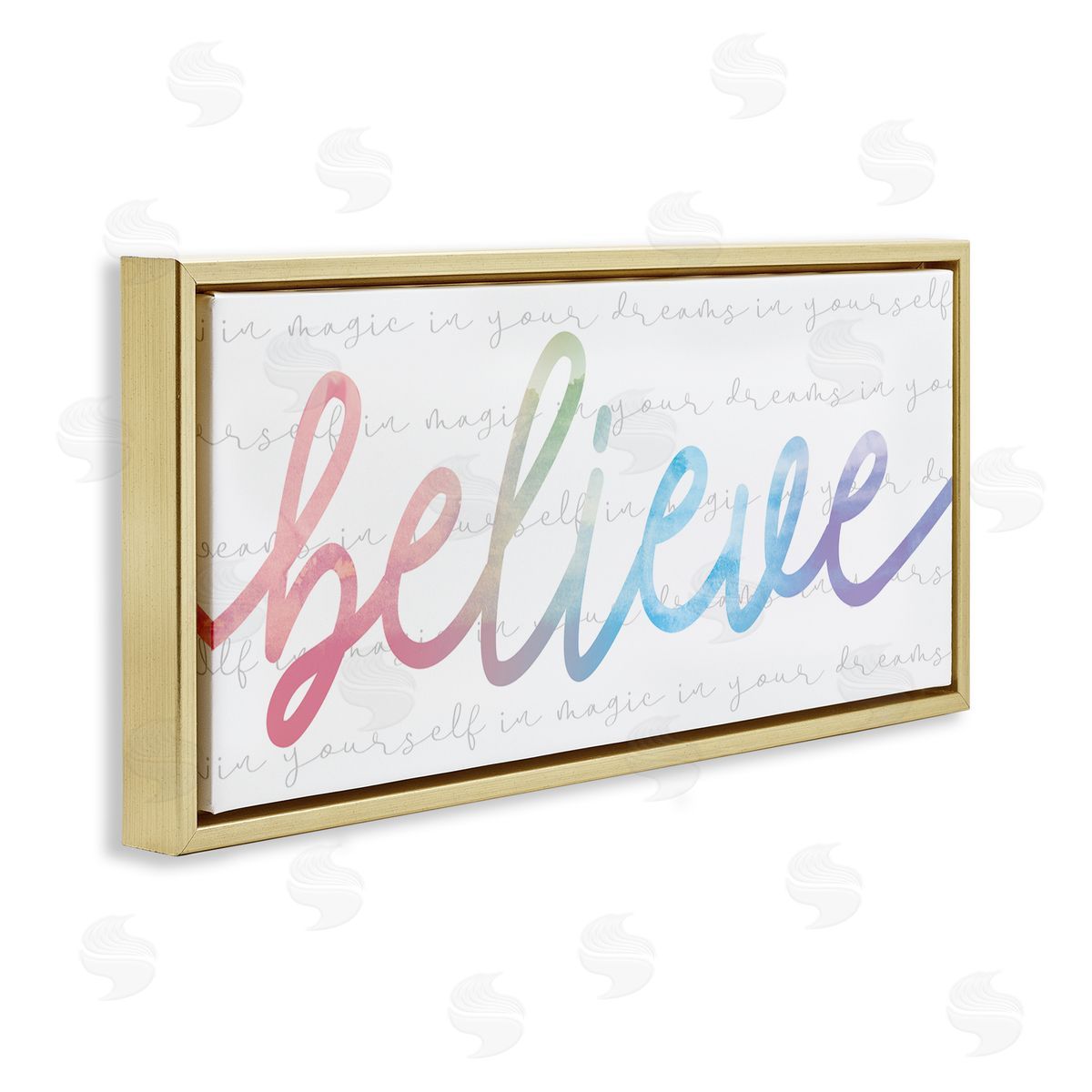 Stupell Studio Believe Rainbow Text over Muted Motivational Phrase