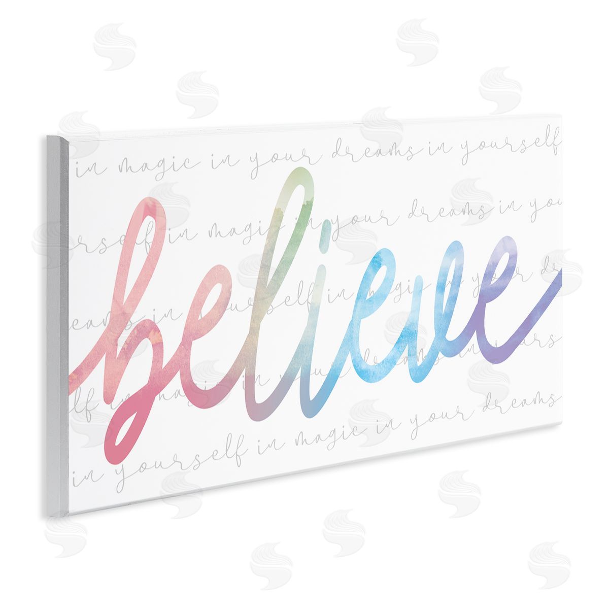 Stupell Studio Believe Rainbow Text over Muted Motivational Phrase