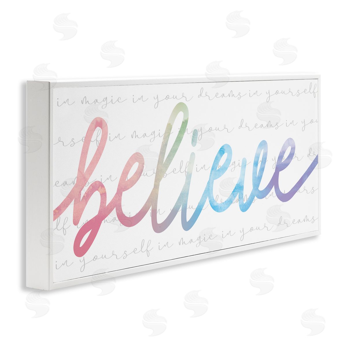 Stupell Studio Believe Rainbow Text over Muted Motivational Phrase
